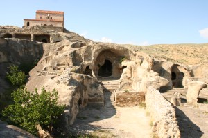 Ancient meets old.  A relatively modern three church basilica sits near the apex of the entire complex.  